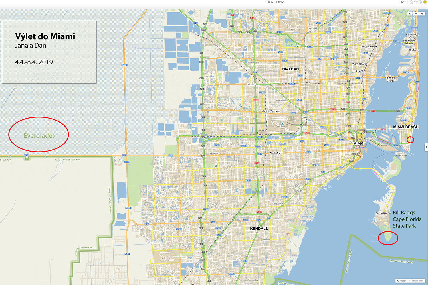 01 - mapa cesty - Miami 